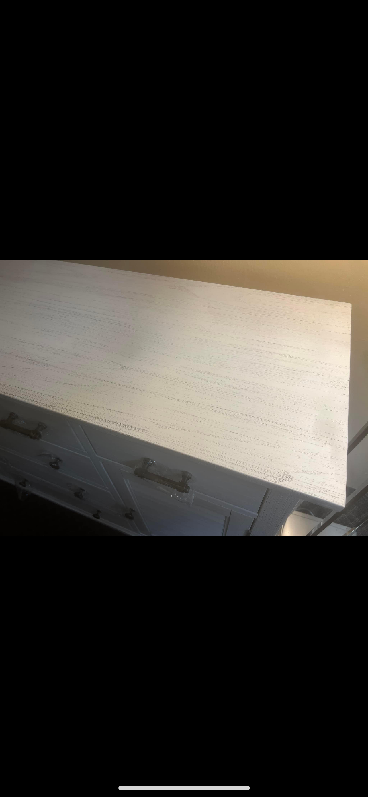 Brand New Sea Winds Surfside Weathered Queen Set Bed Frame White Dresser with two panel door with shevles