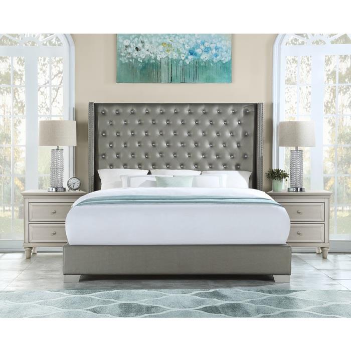 Brand New Gray Annah Queen Bed Frame
