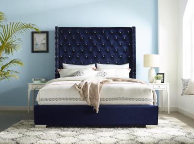 Brand New Annah Blue Velvet Queen Bed Frame