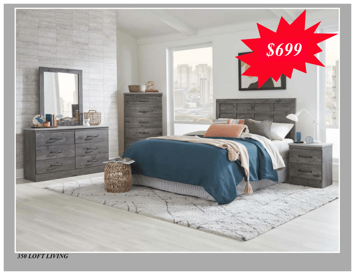 Hurricane Recovery 5 PC Pre-assembled, Made in USA, Bedroom Set Specials: 4 different styles at only 699.00