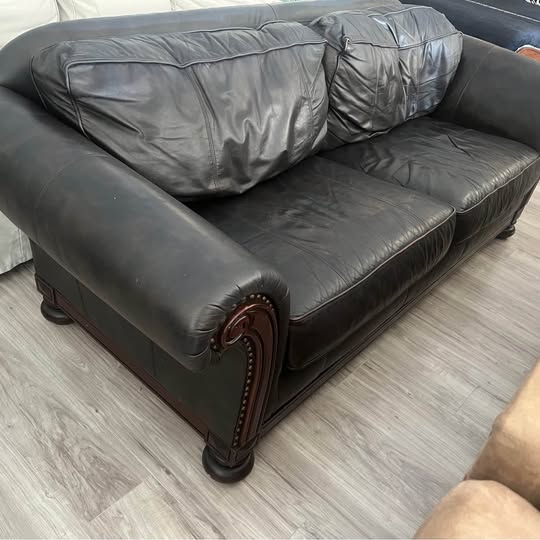 Dark Brown Leather Sofa