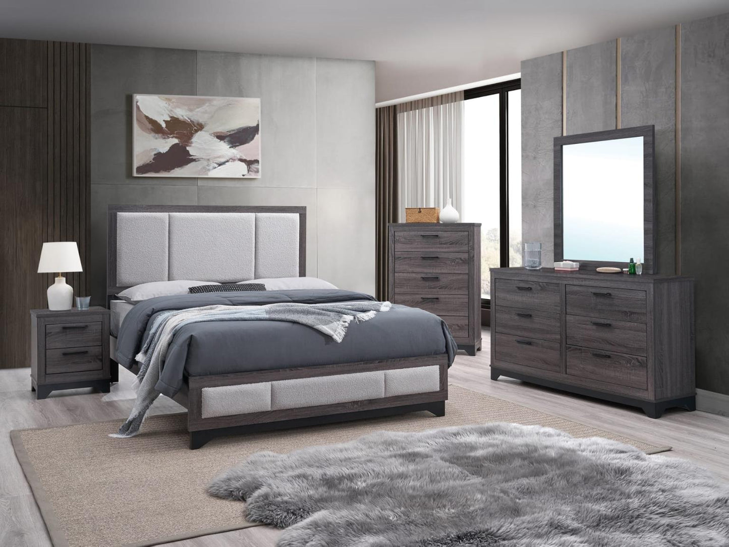New Jouri Dark Grey 5 PC Queen Bedroom Set