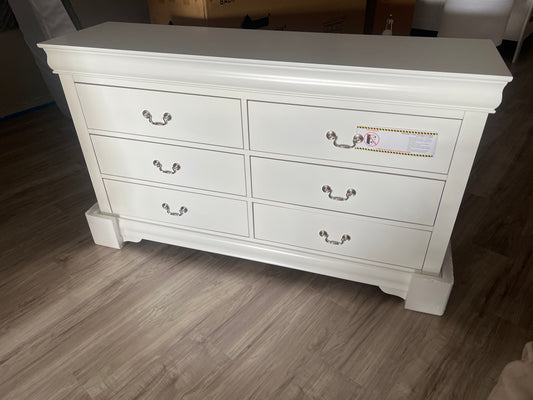 New High Gloss Louis Philippe White Wood 6 Drawer Dresser