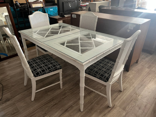Faux Bamboo Dining Room Table with 4 Chairs and a leaf