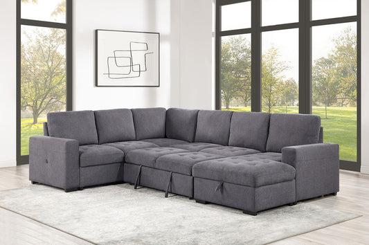 Brand New LARRY GREY 3 PC Sectional with pull out sleeper