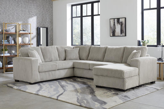 Gorgeous Brand New Made in America TATE LIGHT GREY U Shaped corduroy Sectional