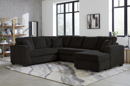 Brand New 3 PC Tate Black Corduroy Sectional