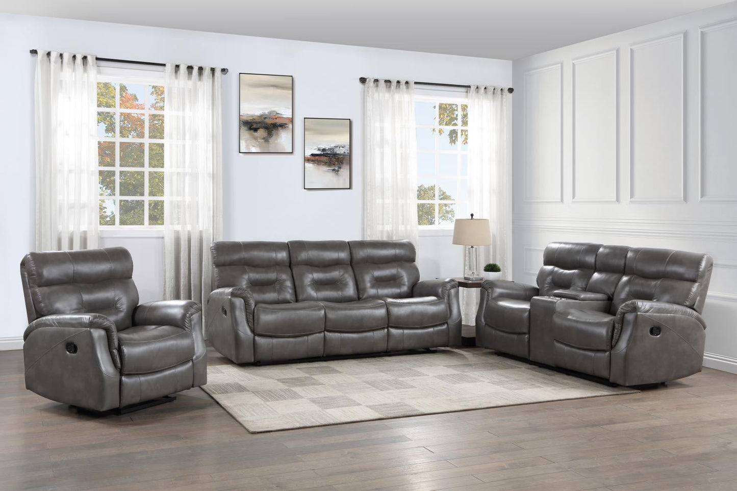 Brand New Grey 3 PC Reclining Sofa & Loveseat & Chair