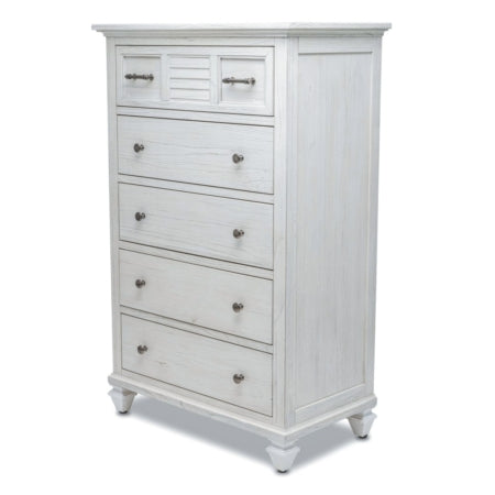 Brand New Sea Winds Surfside White Weathered Chest of Drawers